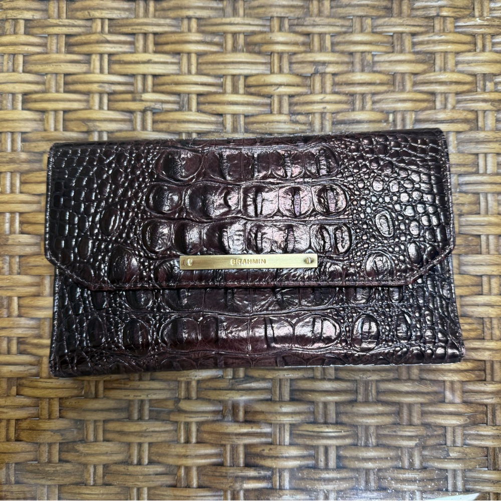 Brahmin Dark Brown Croc-Embossed Crossbody Bag